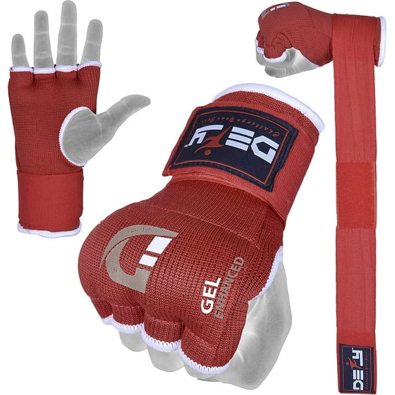 Defy Sports Gel Padded Fitness Gloves - Ideal for Men & Women, MMA, Muay Thai, Boxing Fight, Red, M