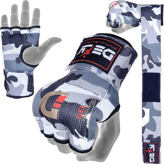Defy Sports Gel Padded Fitness Gloves - Ideal for Men & Women, MMA, Muay Thai, Boxing Fight, White Camo, S