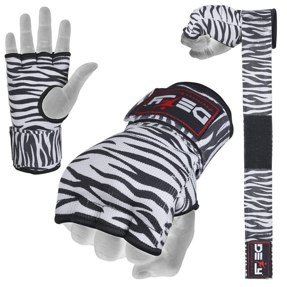 Defy Sports Gel Padded Fitness Gloves - Ideal for Men & Women, MMA, Muay Thai, Boxing Fight, Zebra, L