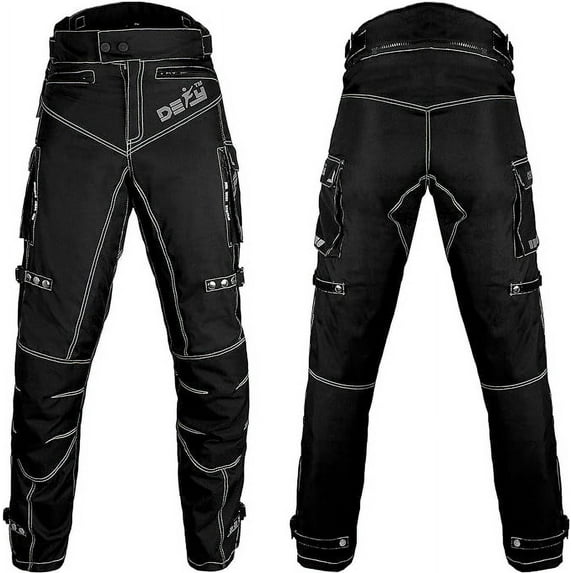 Defy Sports Motorcycle Pants for Men Biker Dual Sport - Riding Pants All-Weather - Removable CE Armored, W-30" INS-34"