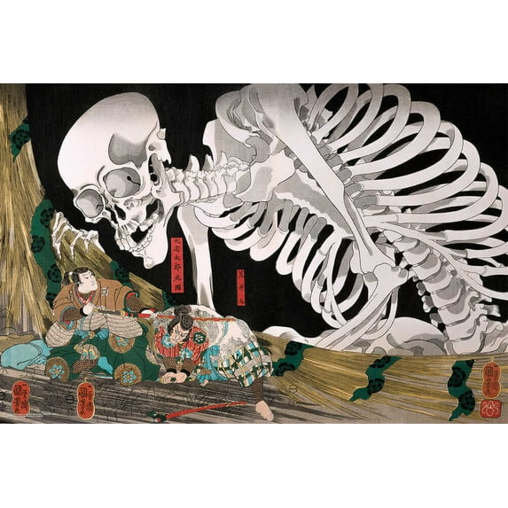 Defying the Skeleton by Utagawa Kuniyoshi Poster - 36" x 24"