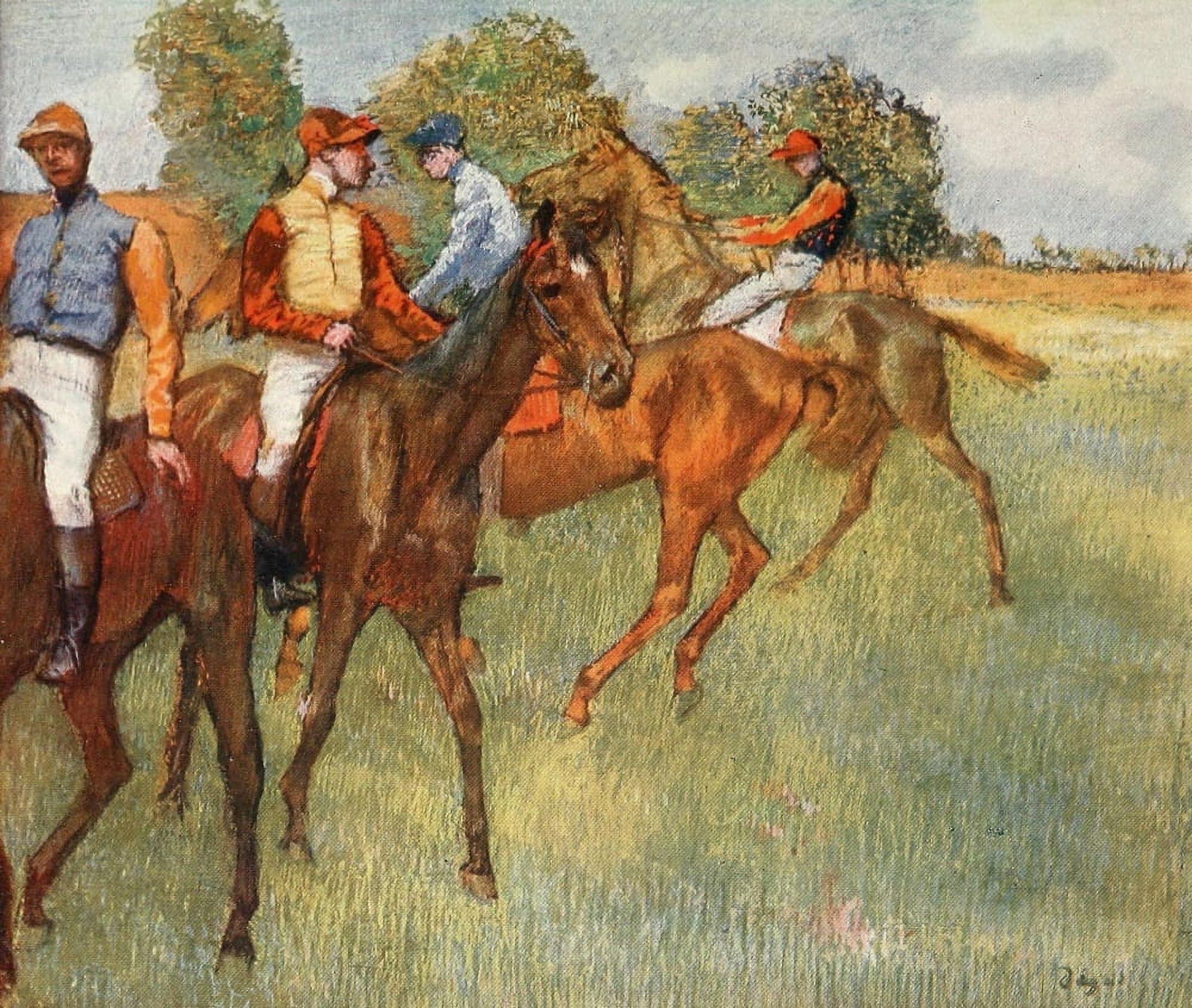 Degas 1918 Horse racing Canvas Art - Edgar Degas (24 x 36)