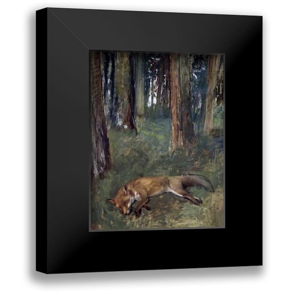 Degas, Edgar 12x14 Black Modern Framed Museum Art Print Titled - Dead Fox Under the Trees