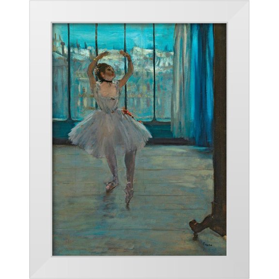 Degas, Edgar 12x14 White Modern Wood Framed Museum Art Print Titled - Dancer posing