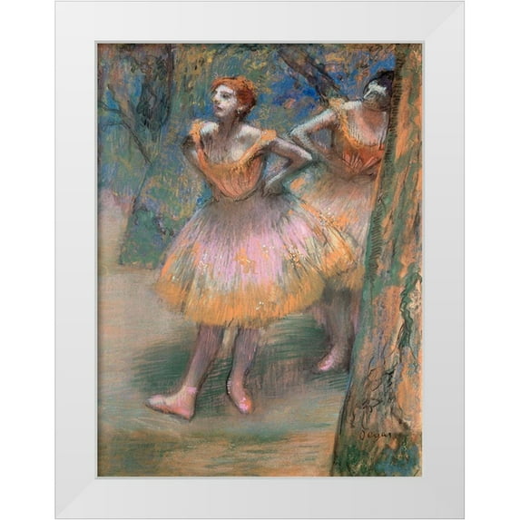 Degas, Edgar 12x14 White Modern Wood Framed Museum Art Print Titled - Two Dancers