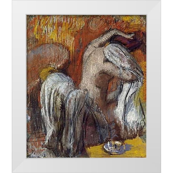 Degas, Edgar 12x14 White Modern Wood Framed Museum Art Print Titled - Woman Drying Herself