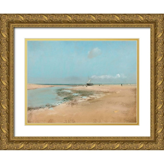 Degas, Edgar 14x12 Gold Ornate Wood Framed with Double Matting Museum Art Print Titled - Beach at Low Tide