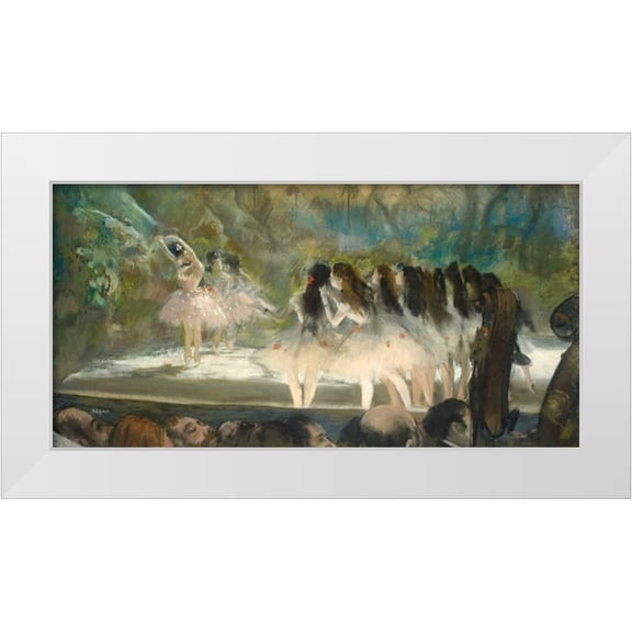 Degas, Edgar  14x9 White Modern Wood Framed Museum Art Print Titled - Ballet at the Paris Opera