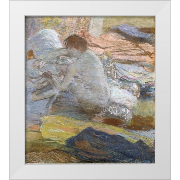 Degas, Edgar 15x16 White Modern Wood Framed Museum Art Print Titled - Woman Wiping Her Feet