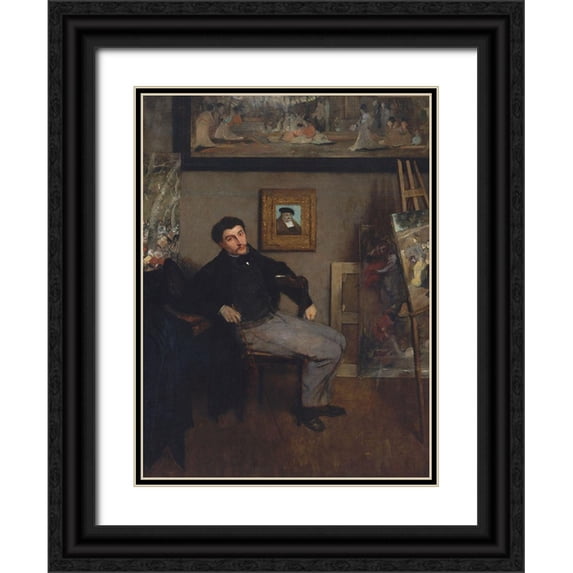 Degas, Edgar 15x18 Black Ornate Wood Framed with Double Matting Museum Art Print Titled - Portrait of James Tissot