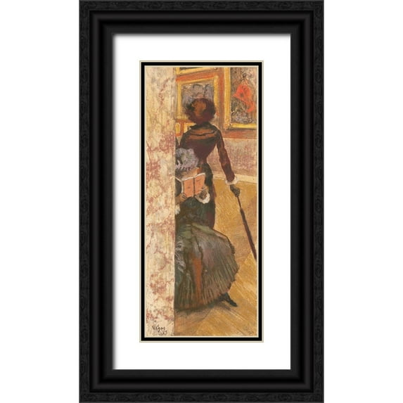 Degas, Edgar 16x32 Black Ornate Wood Framed with Double Matting Museum Art Print Titled - Mary Cassatt at the Louvre