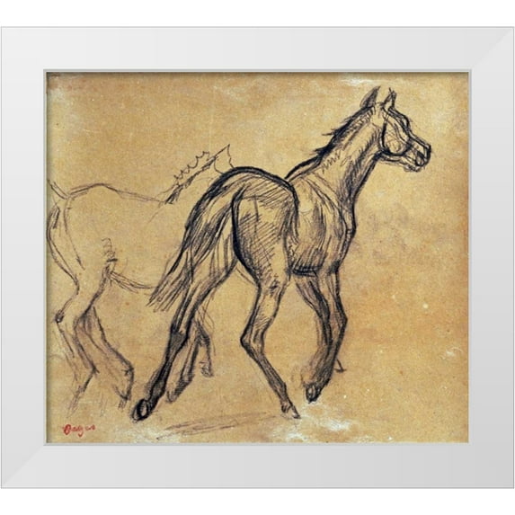 Degas, Edgar 17x15 White Modern Wood Framed Museum Art Print Titled - Horses
