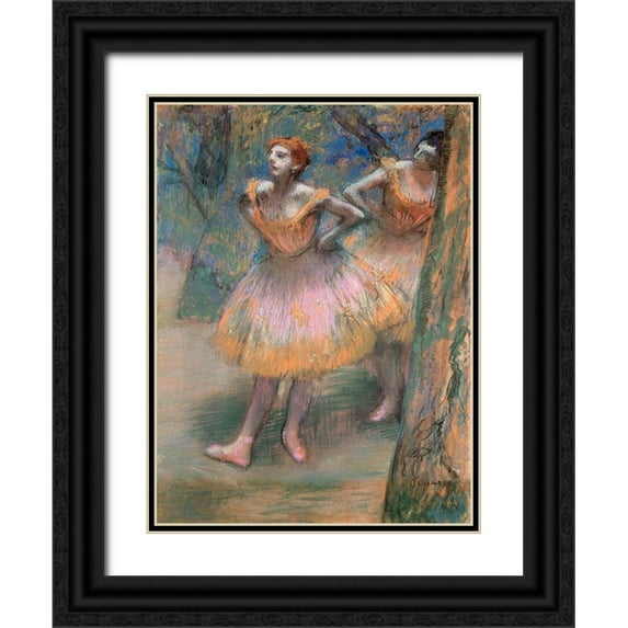 Degas, Edgar 19x24 Black Ornate Wood Framed with Double Matting Museum Art Print Titled - Two Dancers