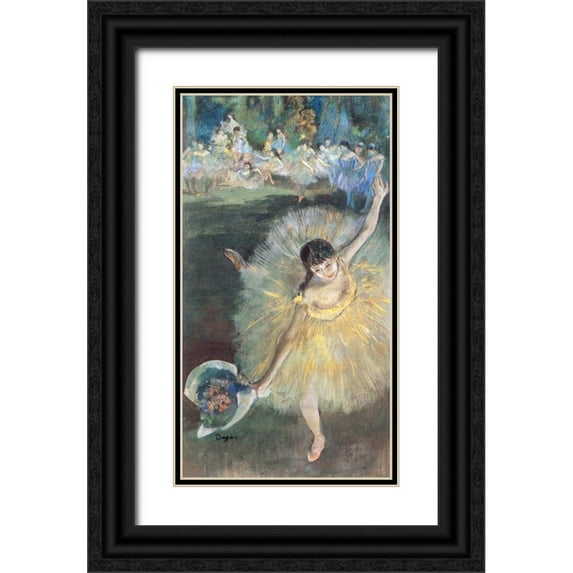 Degas, Edgar 19x32 Black Ornate Wood Framed with Double Matting Museum Art Print Titled - Fin dArabesque, with ballerina Rosita Mauri