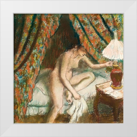 Degas, Edgar 20x20 White Modern Wood Framed Museum Art Print Titled - Retiring
