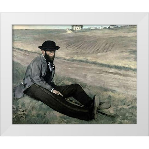 Degas, Edgar 24x20 White Modern Wood Framed Museum Art Print Titled - Portrait of Eugene Manet