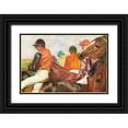 thumbnail image 1 of Degas, Edgar 32x23 Black Ornate Wood Framed with Double Matting Museum Art Print Titled - The Jockeys, 1 of 4