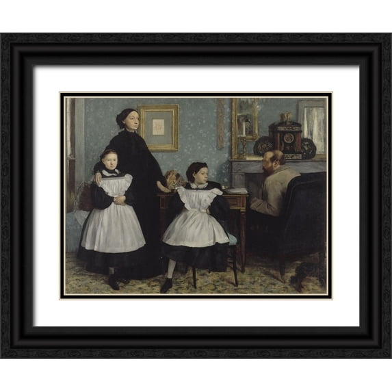 Degas, Edgar 32x25 Black Ornate Wood Framed with Double Matting Museum Art Print Titled - The Bellelli Family
