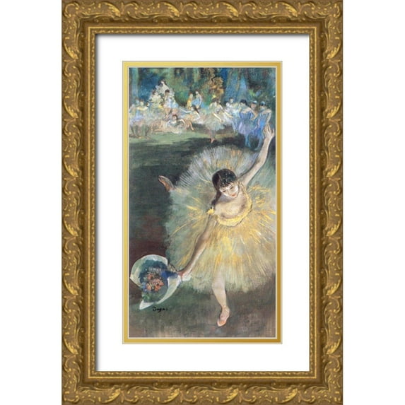 Degas, Edgar 9x14 Gold Ornate Wood Framed with Double Matting Museum Art Print Titled - Fin dArabesque, with ballerina Rosita Mauri