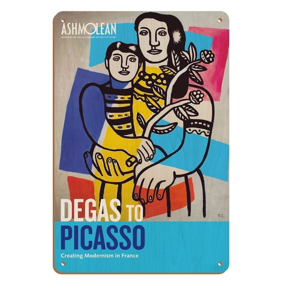 Degas To Picasso - Modernism in France - Mother and Child - Vintage Exhibition Poster by Fernand Léger c.1949 - 8 x 12 inch Vintage Wood Art Sign