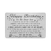 DEGASKEN Birthday Card for Son Adult, Son Birthday Cards from Mom Dad Unique, Stainless Steel Engraved