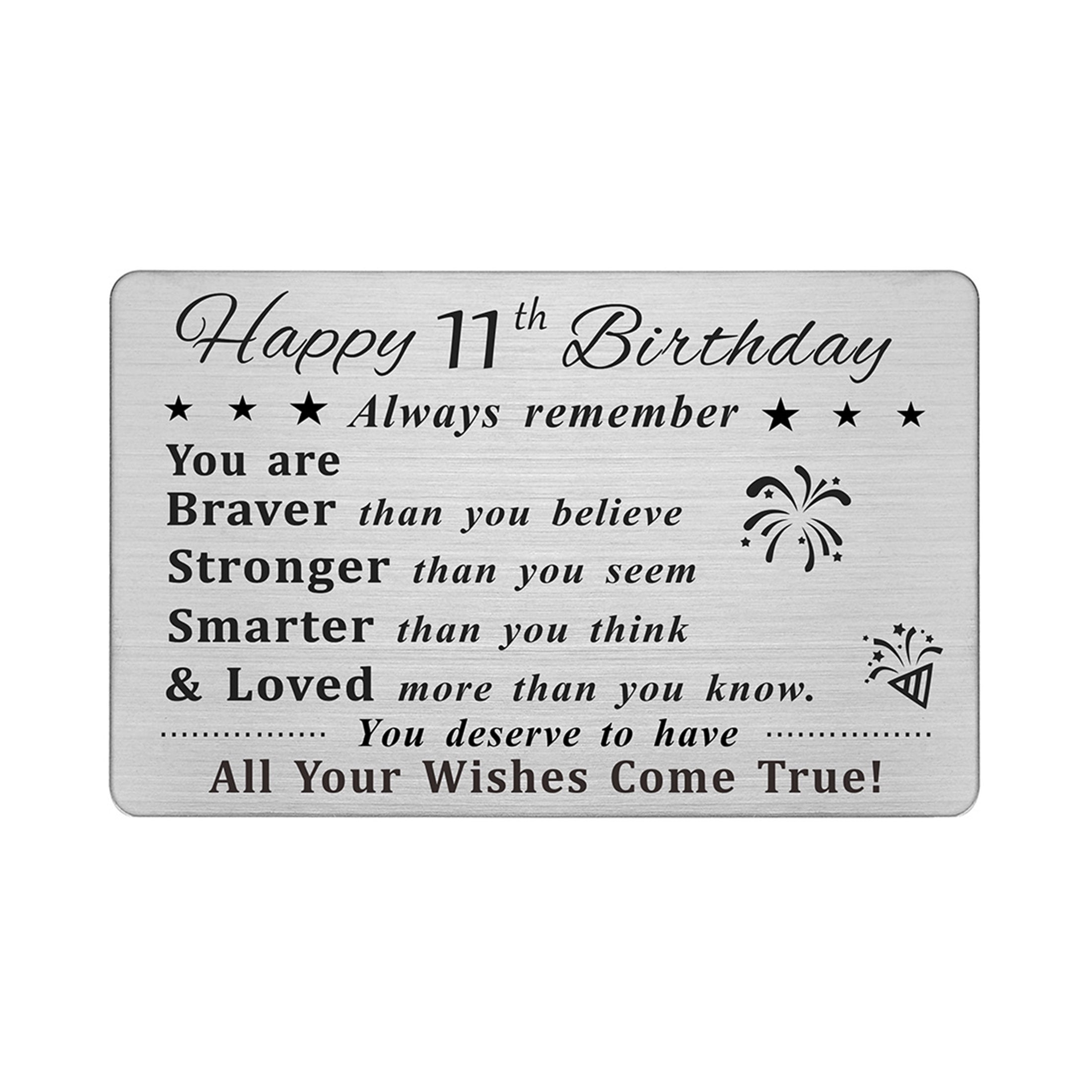 Degasken Birthday Gifts for 11 Year Old Girls Boys, Happy 11th Birthday Card, Metal Engraved Insert - Walmart.com