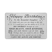 Degasken Daughter Birthday Card Gifts from Mom Dad, Happy Birthday Daughter, Personalized Metal Engraved Wallet Card