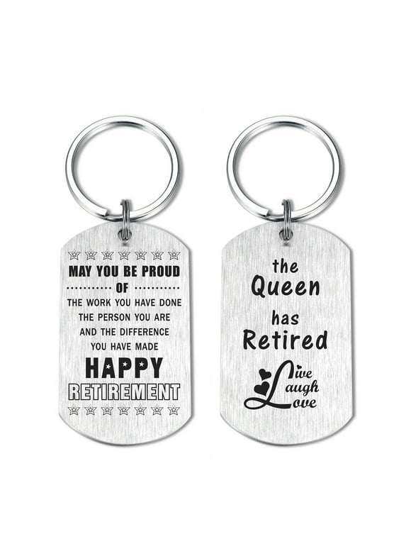 Degasken Retirement Gifts for Women, Happy Retirement, The Queen Has Retired, Metal Engraved Keychain
