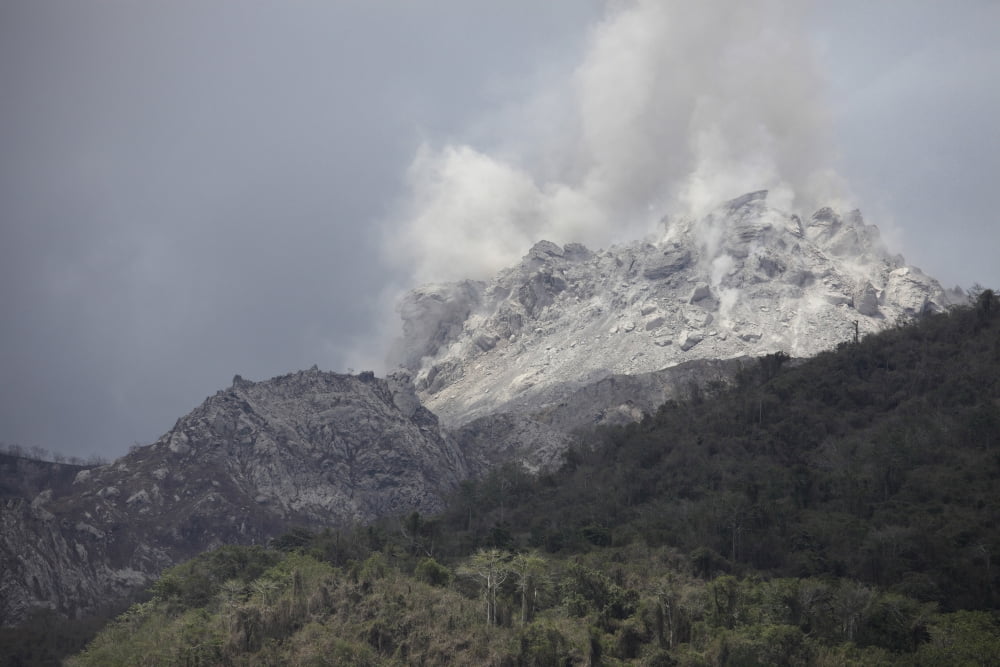 Degassing Rerombola lava dome of Paluweh volcano Flores Indonesia Canvas Art - Richard RoscoeStocktrek Images (18 x 12)