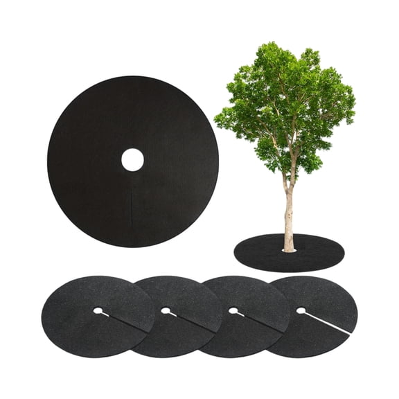 Degradable Non-Woven Tree Mulch Ring, Reusable Weed Barrier Mat, Garden Tree Protector for Weed Prevention and Root Care,4pc