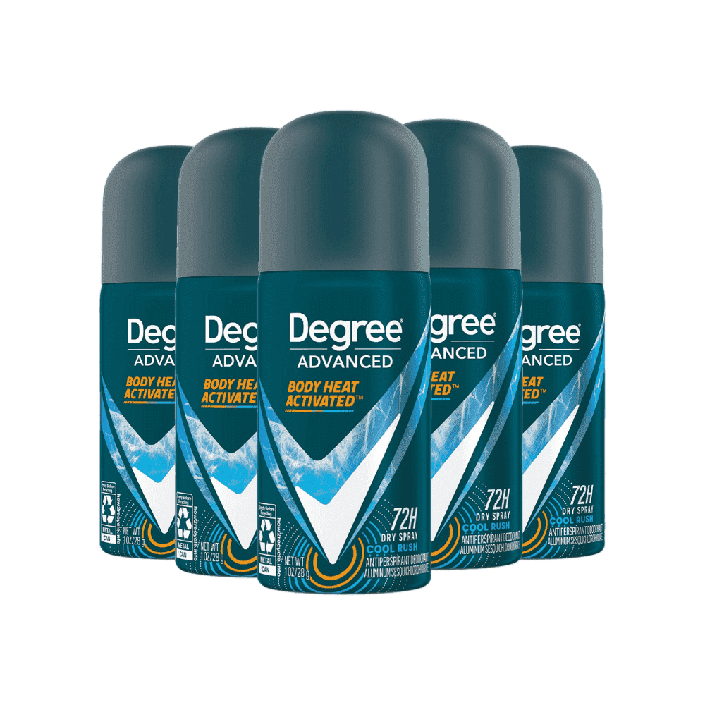 Degree Advanced 72H Motion Sense Dry Spray Cool Rush Antiperspirant Deodorant Travel Size 1 oz, 5 Pack