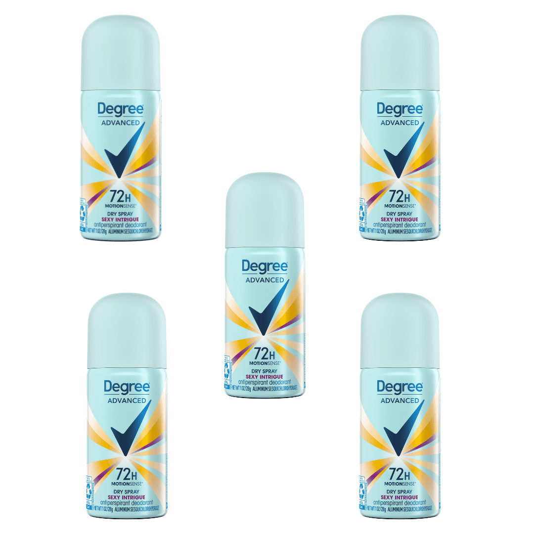 Degree, Advanced, 72H MotionSense, Dry Spray, Antiperspirant Deodorant, Sexy Intrigue 1 oz (5 Pack)