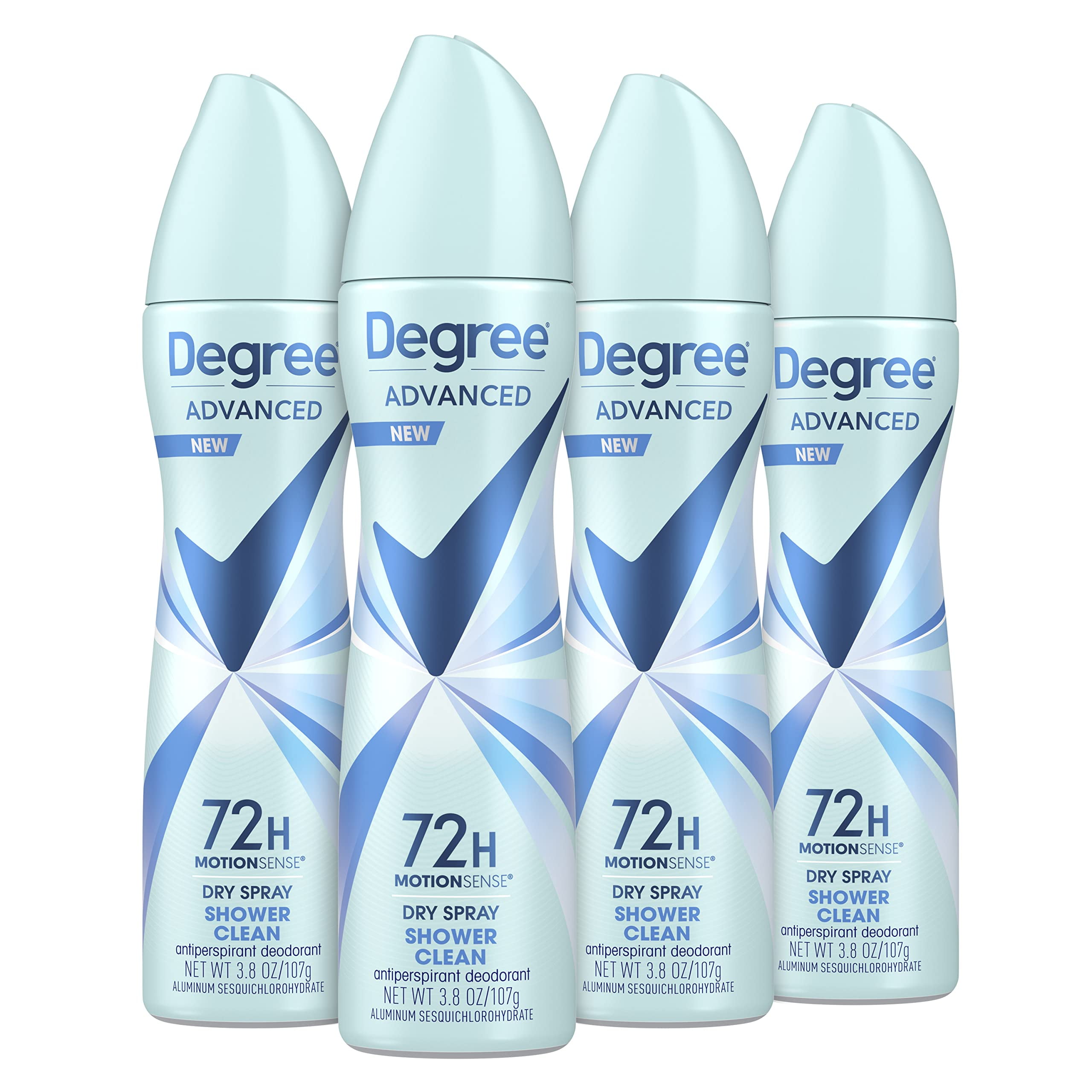 Degree Advanced Antiperspirant Deodorant .. Dry Spray 72-Hour Sweat .. and Odor Protection Shower .. Clean Deodorant Spray For .. Women With MotionSense Technology .. 3.8 oz, Pack of .. 4