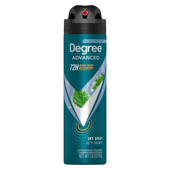 Degree Men Antiperspirant Deodorant Dry Spray 72-Hour Sweat and Odor Protection Icy Mint Deodorant For Men With Body Heat Activated Technology, 3.8 oz