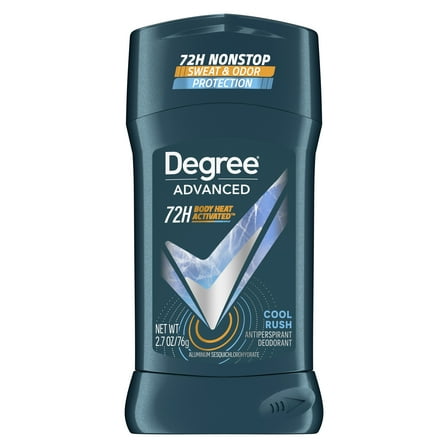 Degree Advanced Long Lasting Men's Antiperspirant Deodorant Stick Cool Rush, 2.7 oz