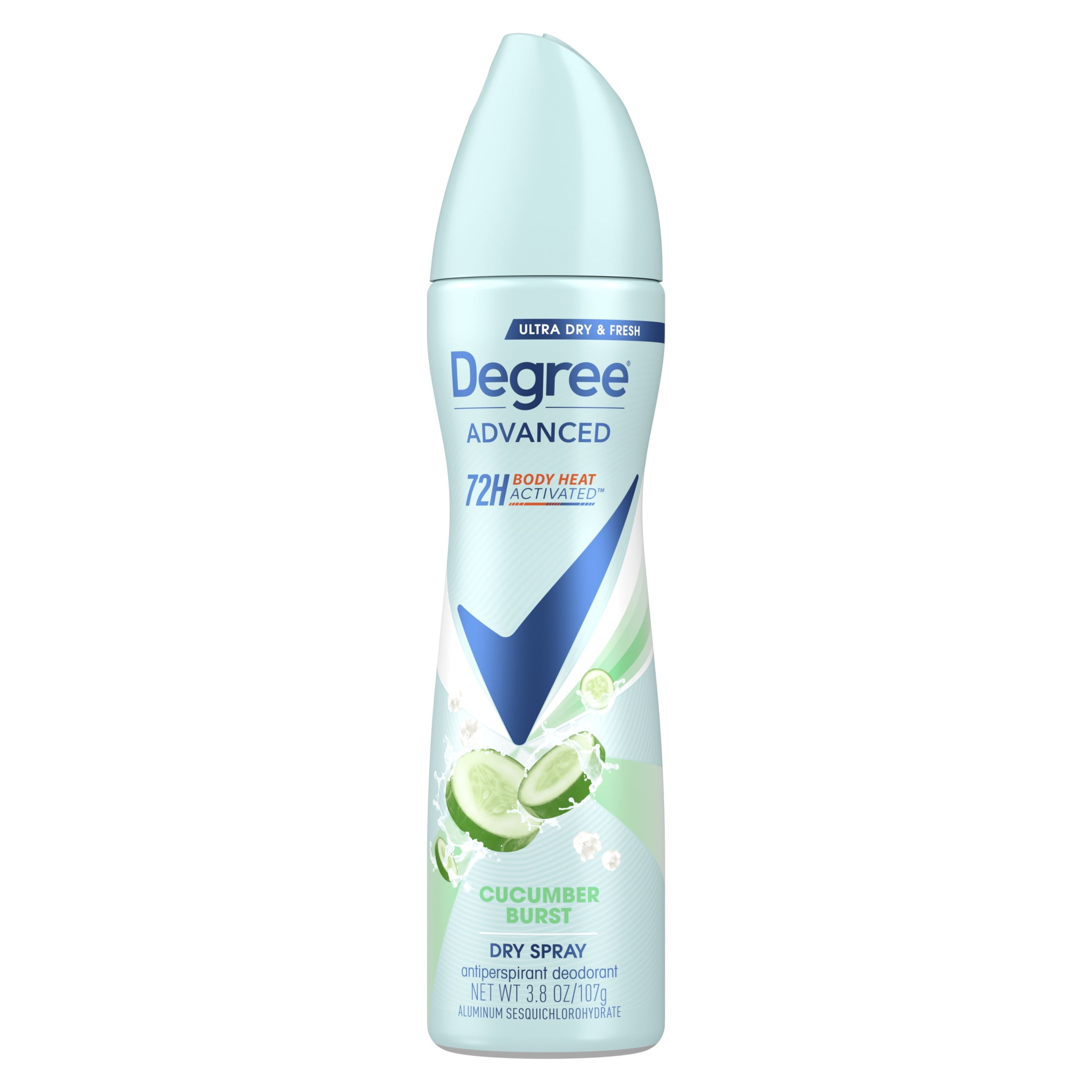 Degree Advanced Long Lasting Antiperspirant Deodorant Dry Spray, Cucumber Burst, 3.8 oz