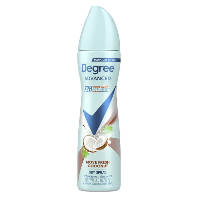 Degree Advanced Long Lasting Women's Antiperspirant Deodorant Dry Spray Fresh Coconut, 3.8 oz