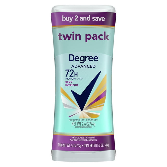 Degree Advanced Women's Antiperspirant Deodorant Stick Twin Pack Sexy Intrigue, 2.6 oz
