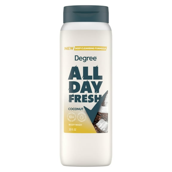 Degree All Day Body Wash Fresh Coconut Deep Cleansing Plant-based Cleanser, 20 oz