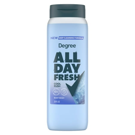 Degree All Day Body Wash Cool Rush Deep Cleansing Plant-Based Cleansers, 20 oz