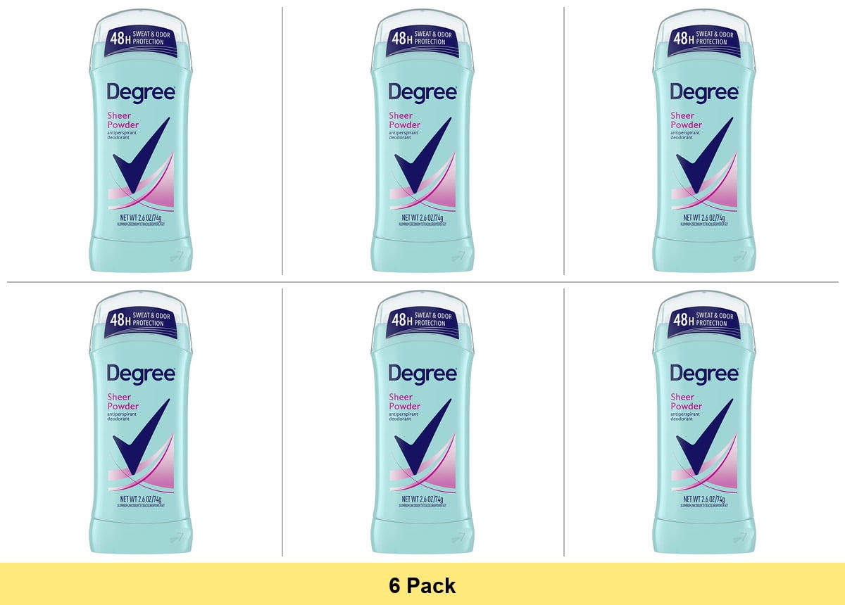 Degree Anti-Perspirant and Deodorant Invisible Solid for Women, Sheer Powder - 2.6 oz - 6 Pack