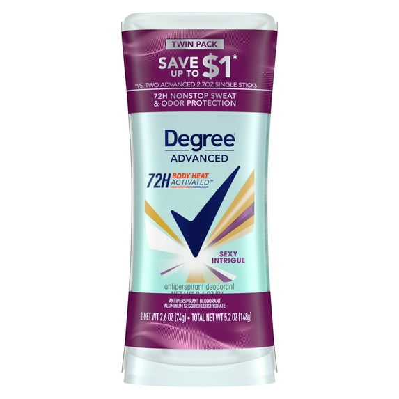 PR Degree Antiperspirant Deodorant for Women Sexy Intrigue, Twin Pack, 2.6 oz
