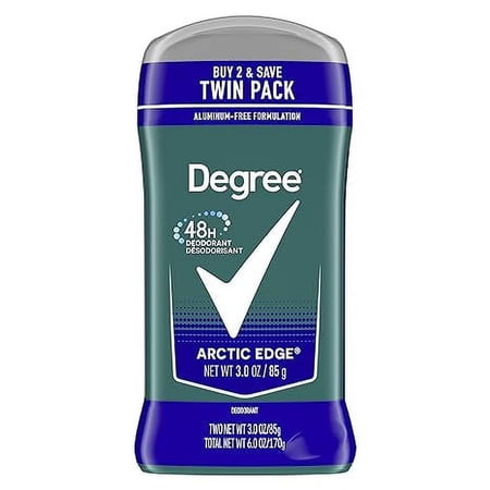 Degree Long Lasting Antiperspirant Deodorant Stick, Arctic Edge, Twin Pack, 3 Oz