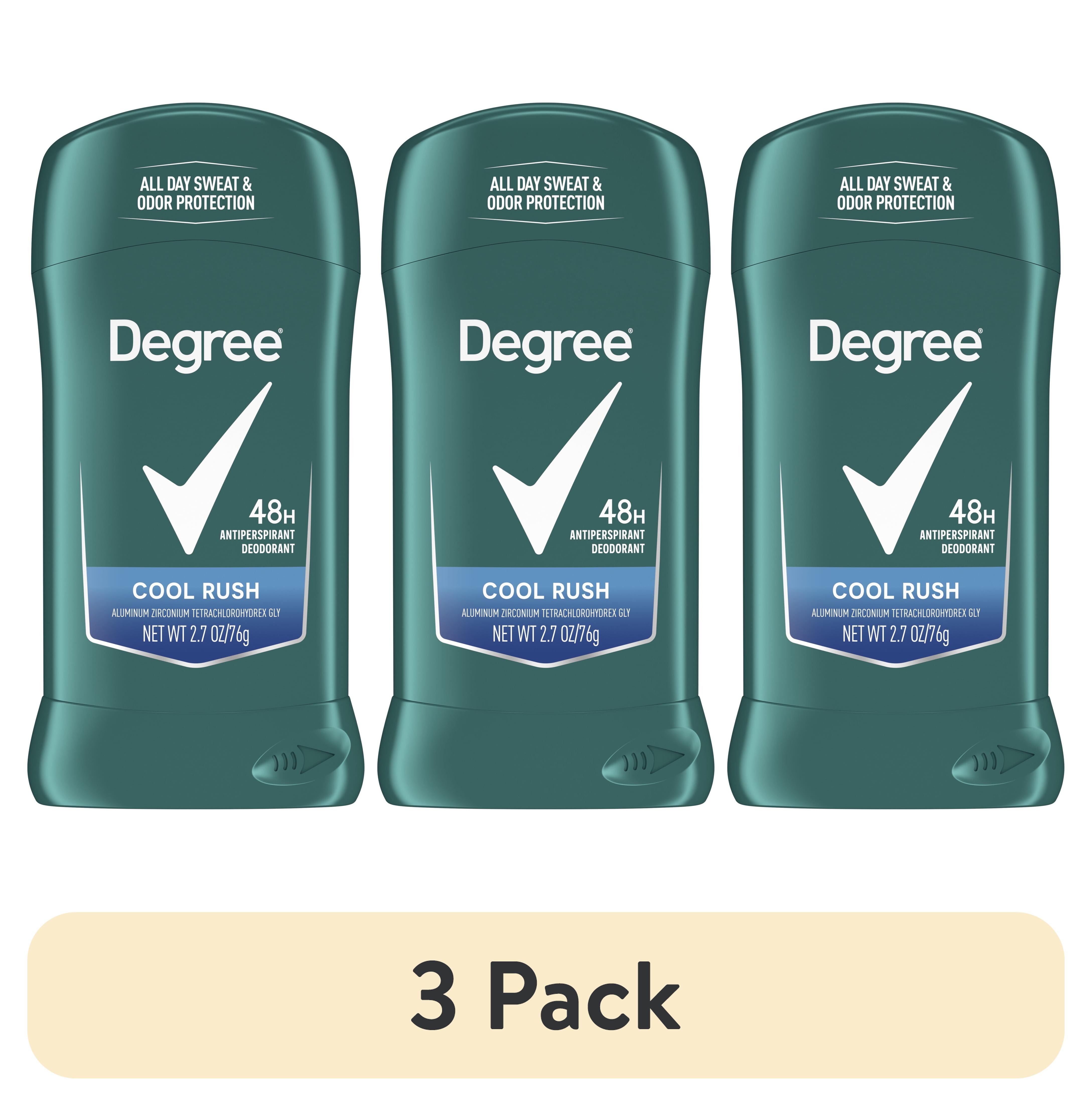 (3 pack) Degree Long Lasting Men's Antiperspirant Deodorant Stick, Cool Rush, 2.7 oz