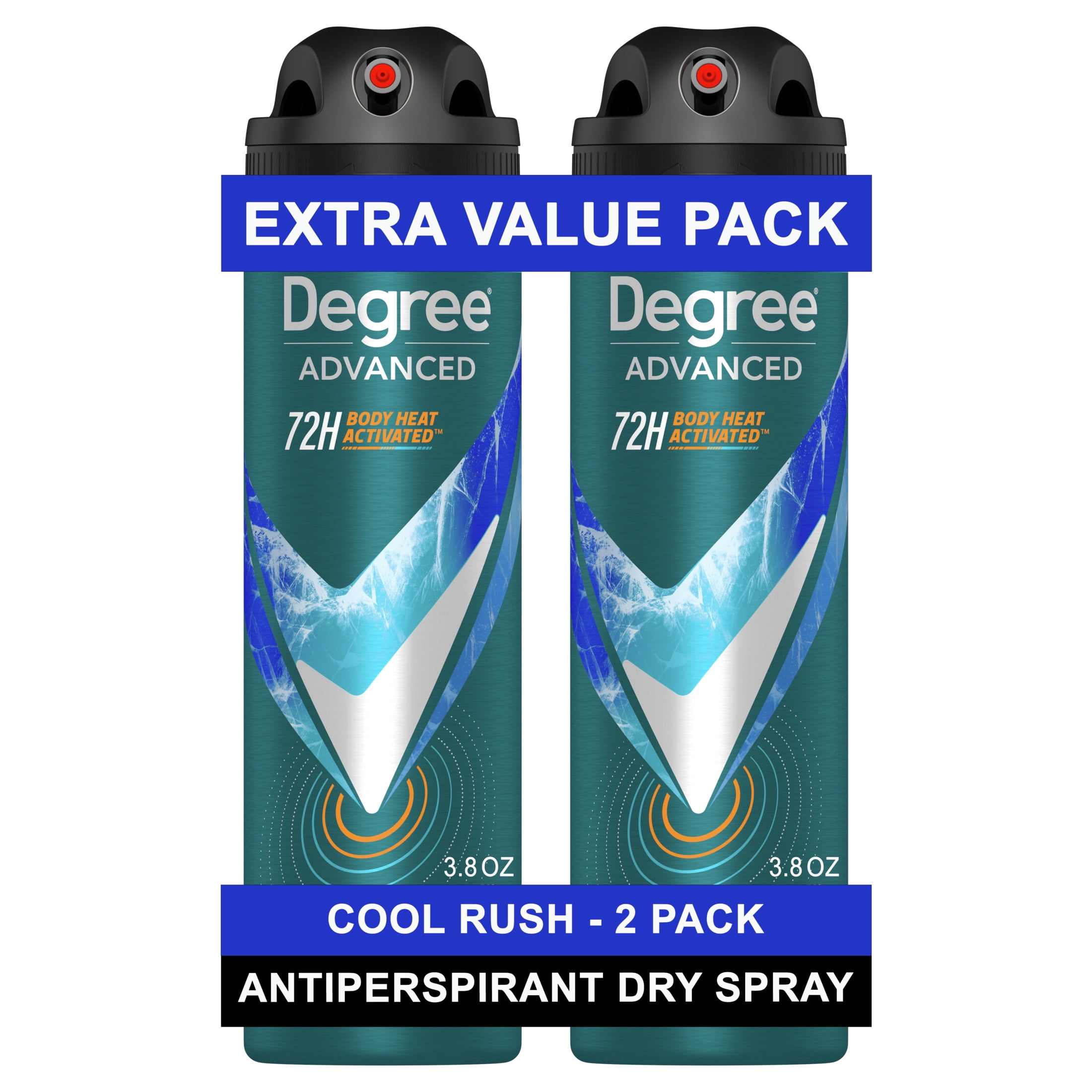 Degree Men Antiperspirant Deodorant Dry Spray Cool Rush, 3.8 oz Twin Pack