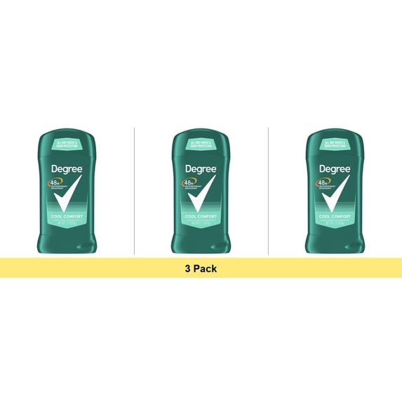 Degree Men Antiperspirant Deodorant Stick Cool Comfort 48 Hour Protection Non Irritating 2.7 oz - 3 Pack