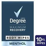 Degree Men Maximum Recovery Body Wipes Menthol, 1 box, 10 Count