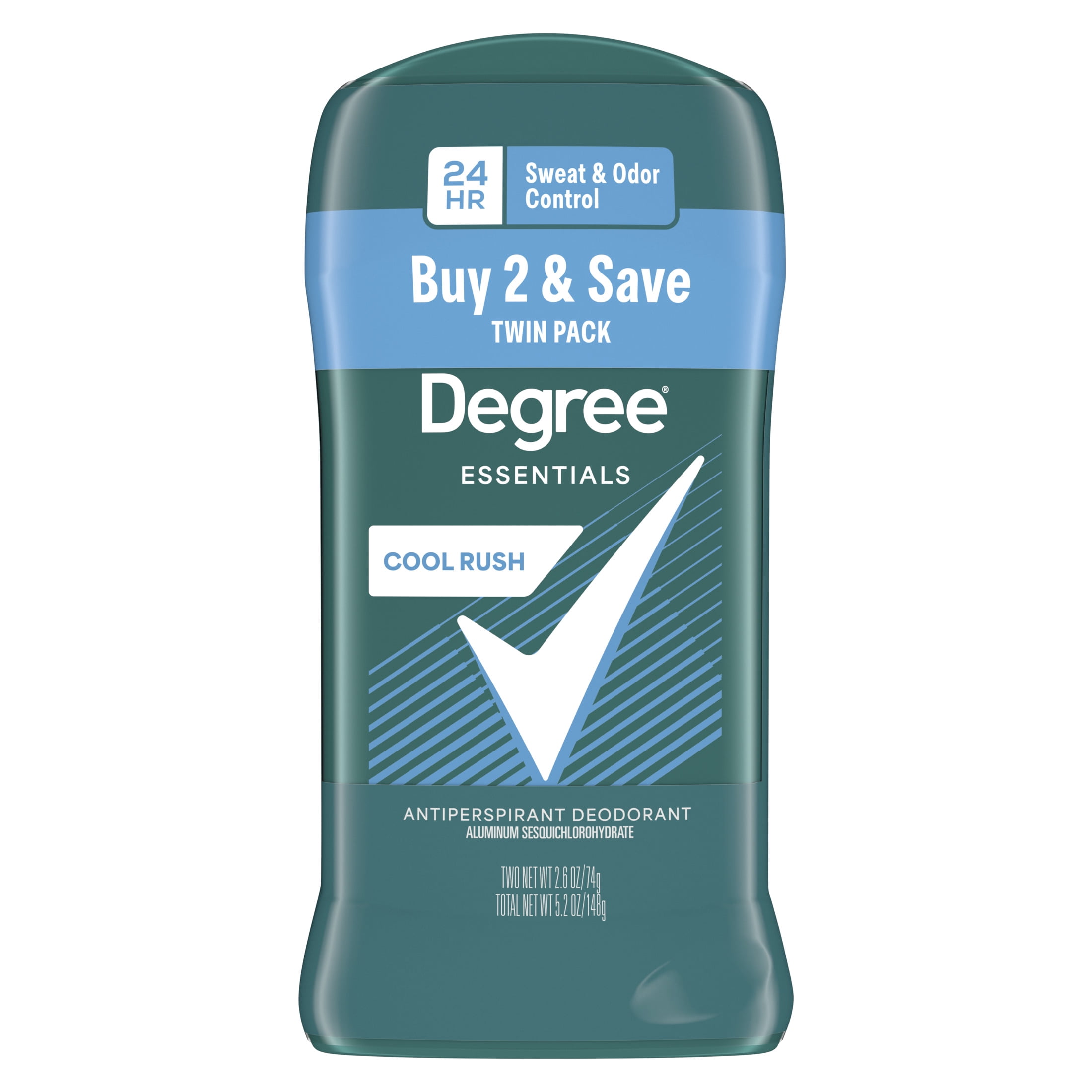 Degree Men Original Antiperspirant Deodorant 48-Hour Sweat & Odor Protection Cool Rush Antiperspirant for Men 2.6 oz, Twin Pack