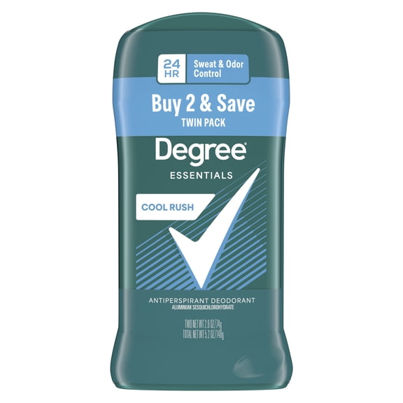 Degree Men Original Antiperspirant Deodorant 48-Hour Sweat & Odor Protection Cool Rush Antiperspirant for Men 2.6 oz, Twin Pack