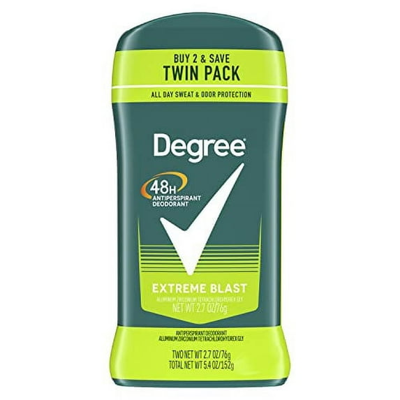 Degree Men Original Protection Antiperspirant Deodorant 48-Hour Sweat & Odor Protection Extreme Blast Antiperspirant For Men 2.7 oz, Twin Pack